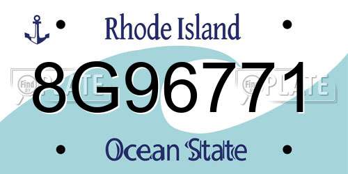 8G96771 Rhode Island License Plate