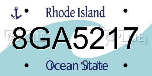 8GA5217 Rhode Island License Plate