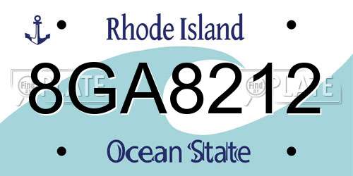 8GA8212 Rhode Island License Plate