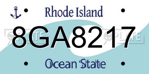 8GA8217 Rhode Island License Plate