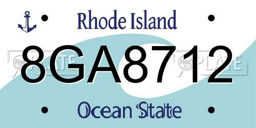 8GA8712 Rhode Island License Plate