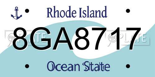 8GA8717 Rhode Island License Plate