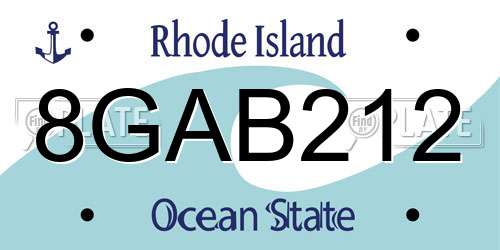 8GAB212 Rhode Island License Plate