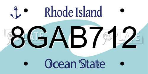 8GAB712 Rhode Island License Plate