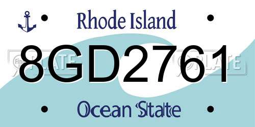 8GD2761 Rhode Island License Plate