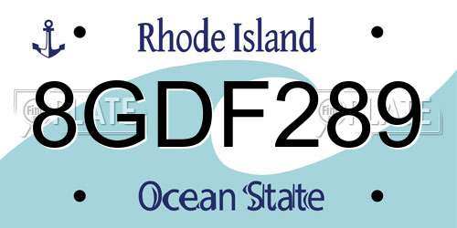 8GDF289 Rhode Island License Plate