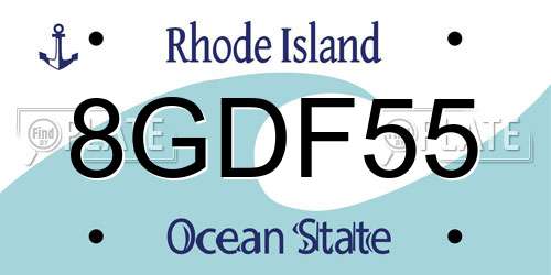 8GDF55 Rhode Island License Plate