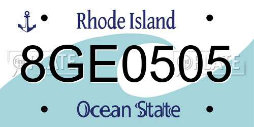 8GE0505 Rhode Island License Plate