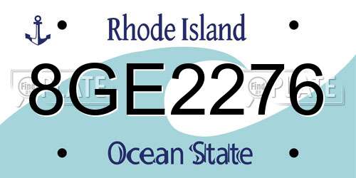 8GE2276 Rhode Island License Plate