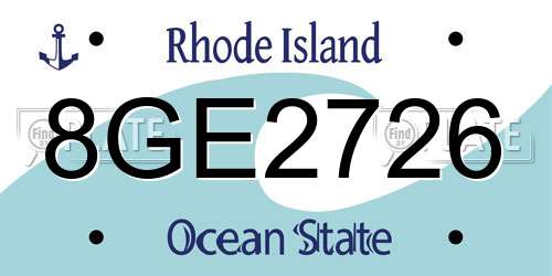 8GE2726 Rhode Island License Plate