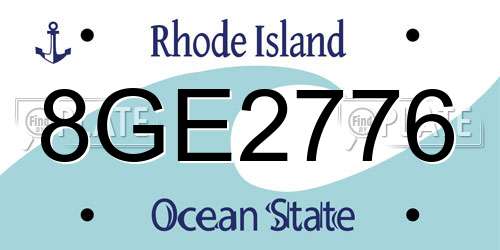 8GE2776 Rhode Island License Plate