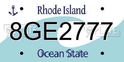 8GE2777 Rhode Island License Plate