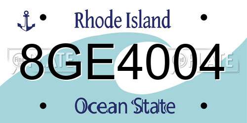 8GE4004 Rhode Island License Plate
