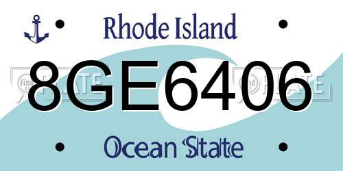 8GE6406 Rhode Island License Plate