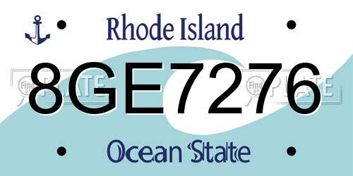 8GE7276 Rhode Island License Plate