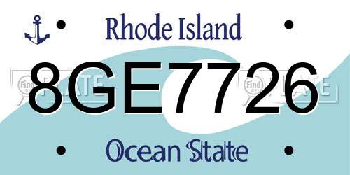 8GE7726 Rhode Island License Plate