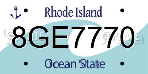 8GE7770 Rhode Island License Plate