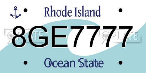 8GE7777 Rhode Island License Plate