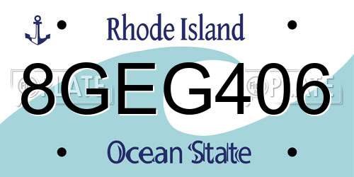 8GEG406 Rhode Island License Plate