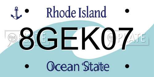 8GEK07 Rhode Island License Plate