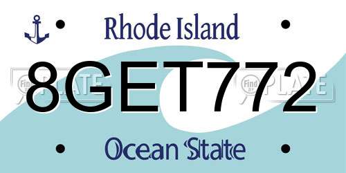 8GET772 Rhode Island License Plate