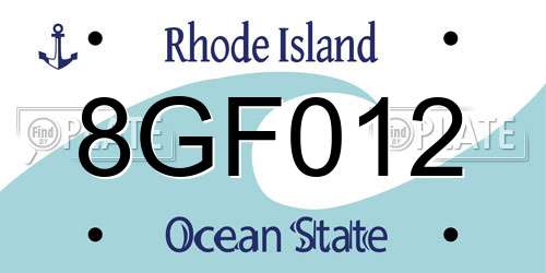 8GF012 Rhode Island License Plate