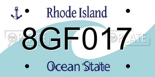 8GF017 Rhode Island License Plate