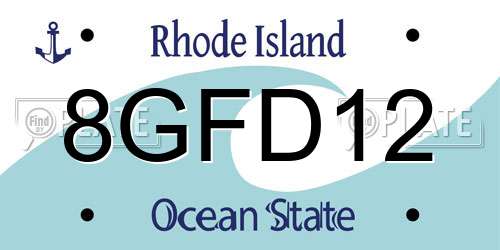 8GFD12 Rhode Island License Plate