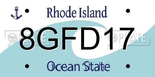 8GFD17 Rhode Island License Plate