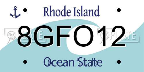 8GFO12 Rhode Island License Plate
