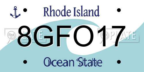 8GFO17 Rhode Island License Plate