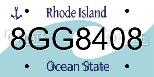 8GG8408 Rhode Island License Plate
