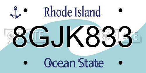 8GJK833 Rhode Island License Plate