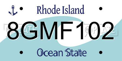 8GMF102 Rhode Island License Plate