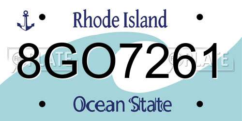 8GO7261 Rhode Island License Plate