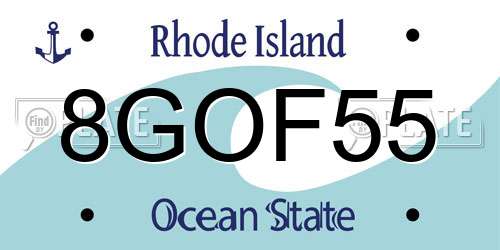 8GOF55 Rhode Island License Plate