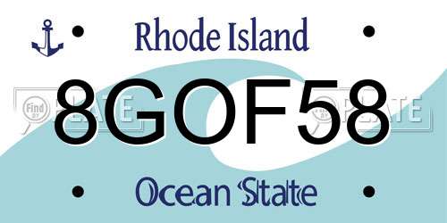 8GOF58 Rhode Island License Plate