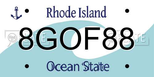 8GOF88 Rhode Island License Plate