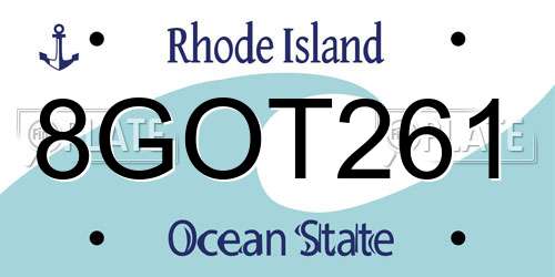 8GOT261 Rhode Island License Plate