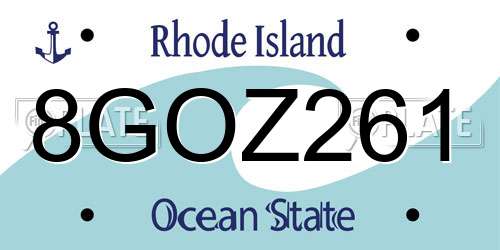 8GOZ261 Rhode Island License Plate