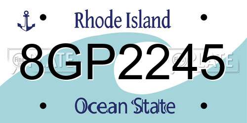 8GP2245 Rhode Island License Plate