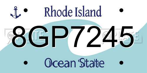 8GP7245 Rhode Island License Plate