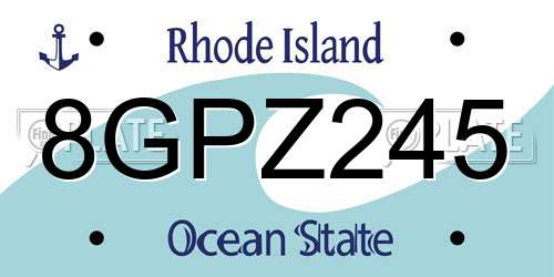 8GPZ245 Rhode Island License Plate