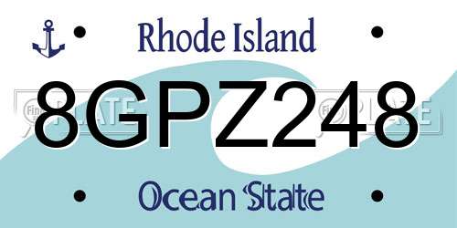 8GPZ248 Rhode Island License Plate