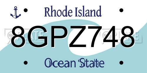 8GPZ748 Rhode Island License Plate