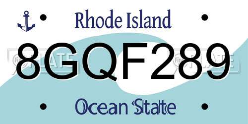 8GQF289 Rhode Island License Plate