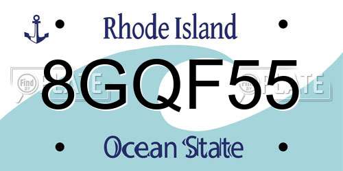 8GQF55 Rhode Island License Plate