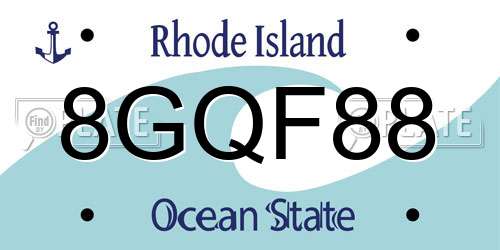 8GQF88 Rhode Island License Plate