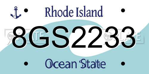 8GS2233 Rhode Island License Plate