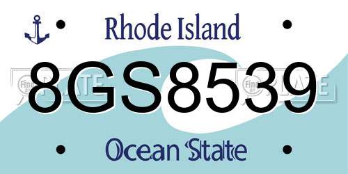8GS8539 Rhode Island License Plate